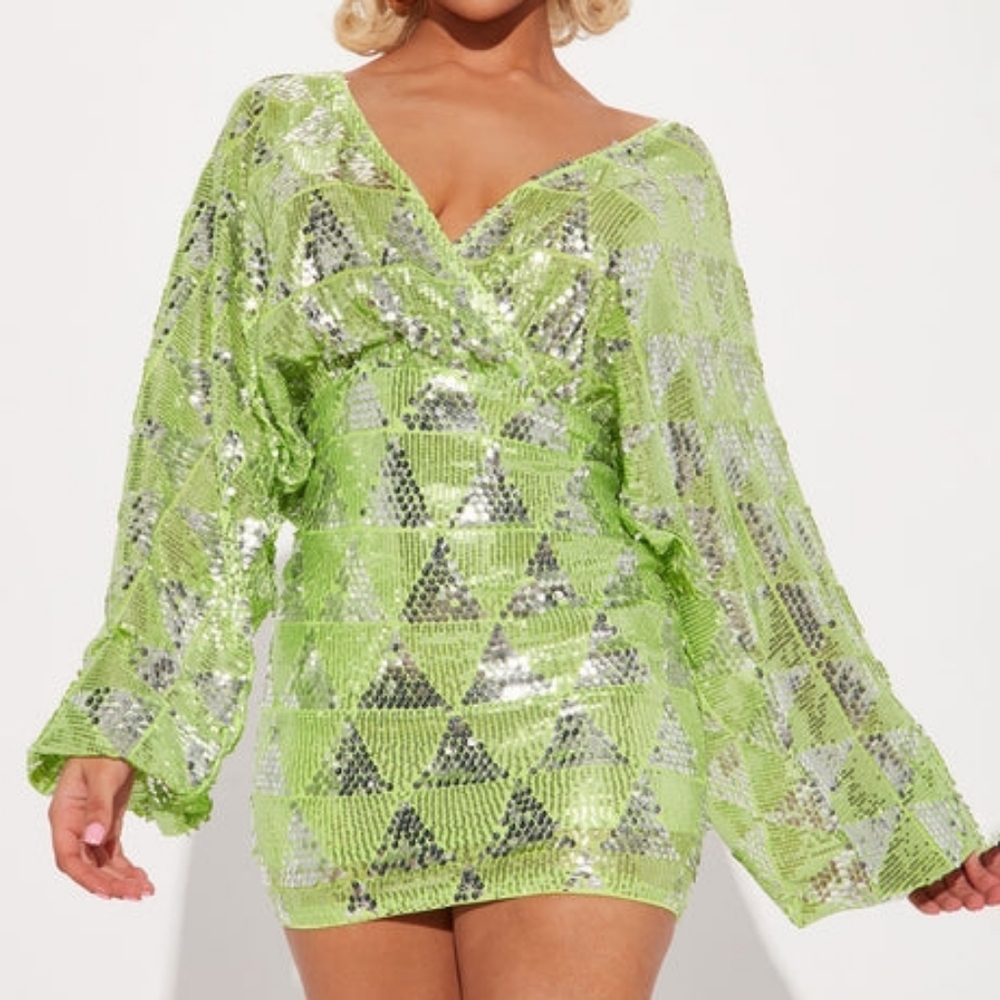 Green Sequin Mini Dress (S)